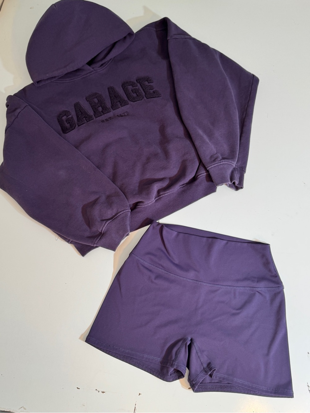 GARAGE Cropped Hoodie and Matching Bike  Shorts